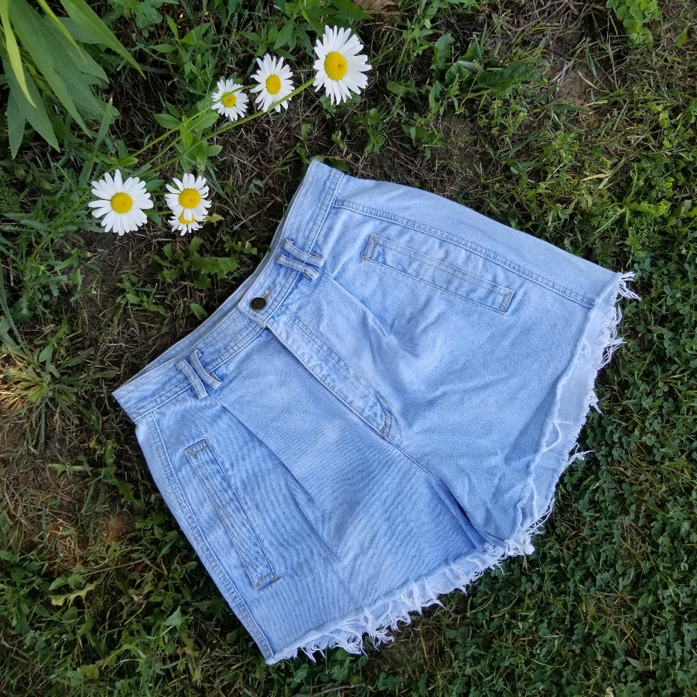 VTG 80s Lizwear High Rise Pale MOM JEANS Shorts 27” Waist